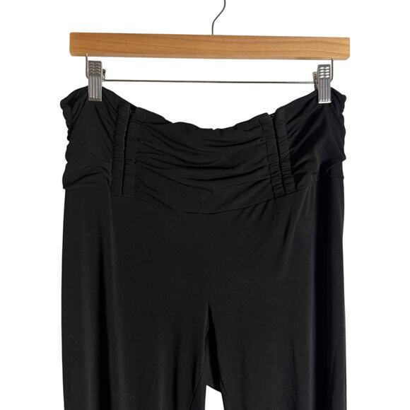 I.AM.GIA Black Ruched Waist High Rise Flare Straight Leg Legging Pants Size XL - Picture 2 of 9